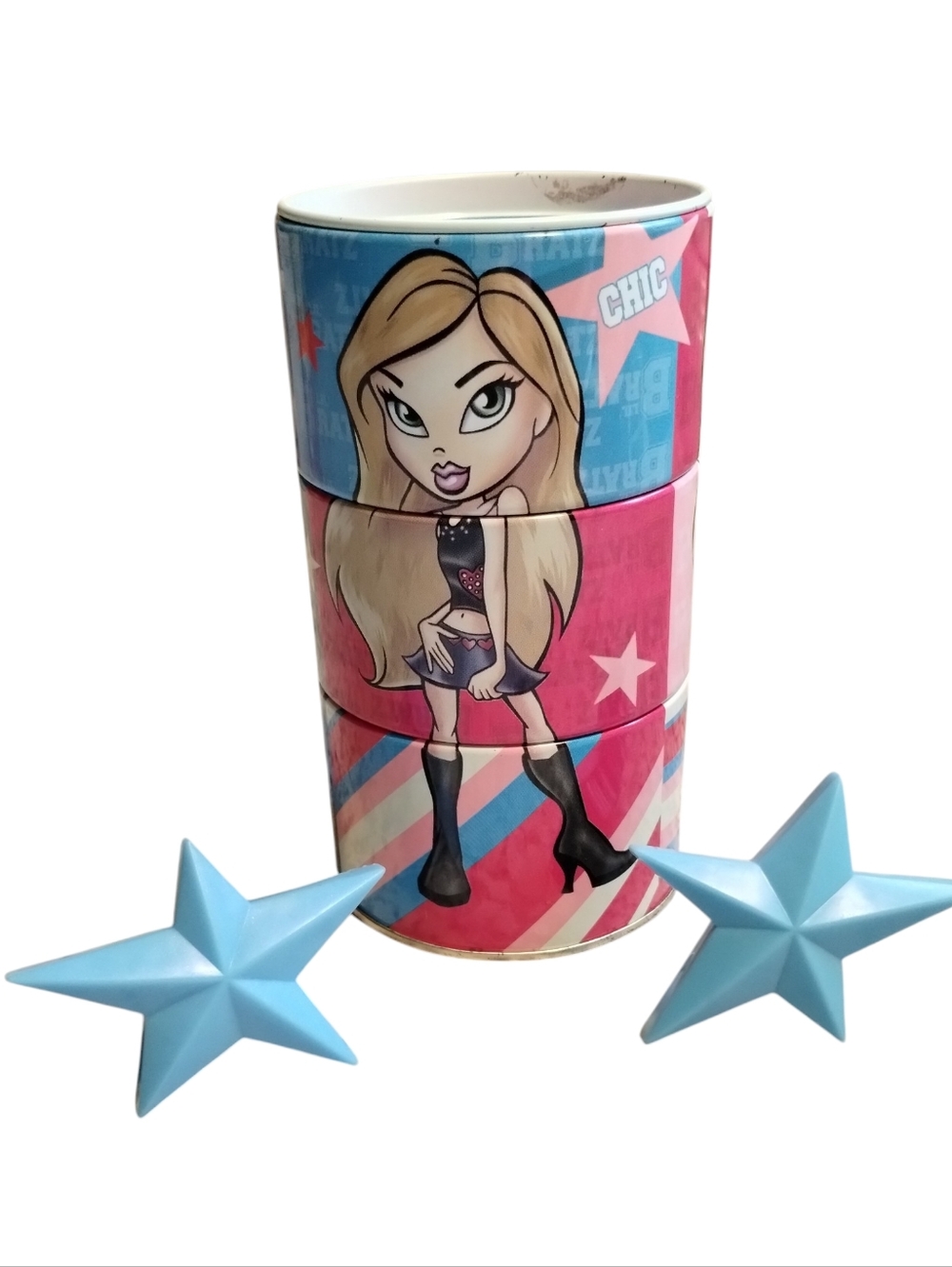 Lil Bratz Twistable Star Struck Collectable Tin Canister 2004& Star Hair Combs